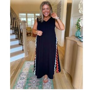 Amazon Black Maxi Dress with Red and White Accents